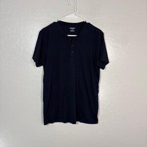 Bonobos Shirt Mens Medium Navy Blue Henley Short Sleeve Pima Cotton Blend